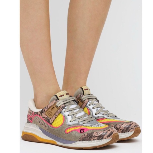 Gucci Shoes | NWT Gucci Women's Ultrapace Lizard Leather Sneakers - Box Included - Picture 4 of 11